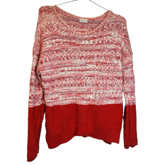 Caslon Colorblock Marled Crewneck Cable Knit Sweater size Medium - Picture 2 of 5